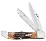Case - 6.5 BoneStag - Folding Hunter (6.5265 SS) w/ Leather Sheath