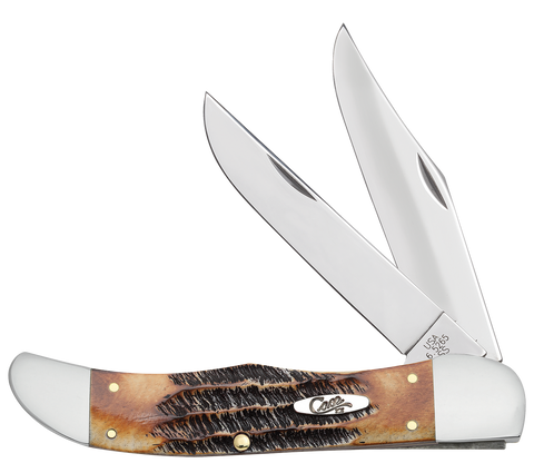 Case - 6.5 BoneStag - Folding Hunter (6.5265 SS) w/ Leather Sheath