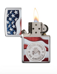 Zippo "U.S. Stamp on America Flag Chrome" Design Windproof Lighter